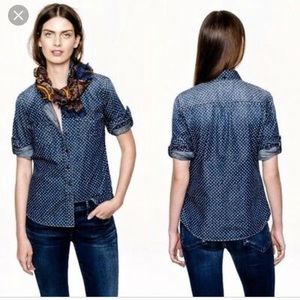 J. Crew chambray denim blouse stars sz 8 EUC